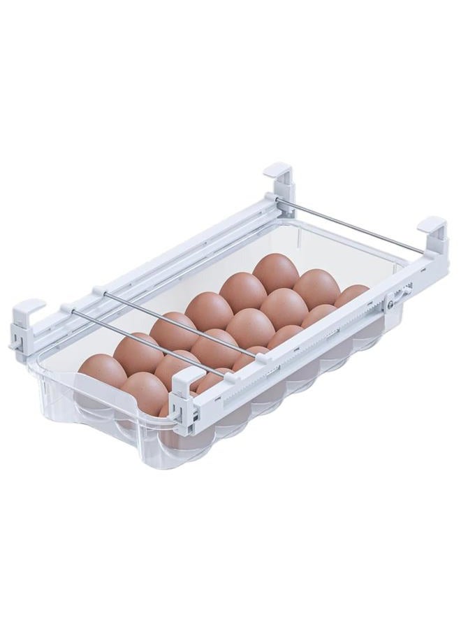 Skywin Tidyfriend Refrigerator Egg Drawer 14"X7.5"X3.95" – Snap-On Holder With Pull-Out Drawer, Holds 18 Eggs, Fits Flat Fridge Shelves 14.1–16.3 In Long And 0.93–1.32 Thick - Image 1