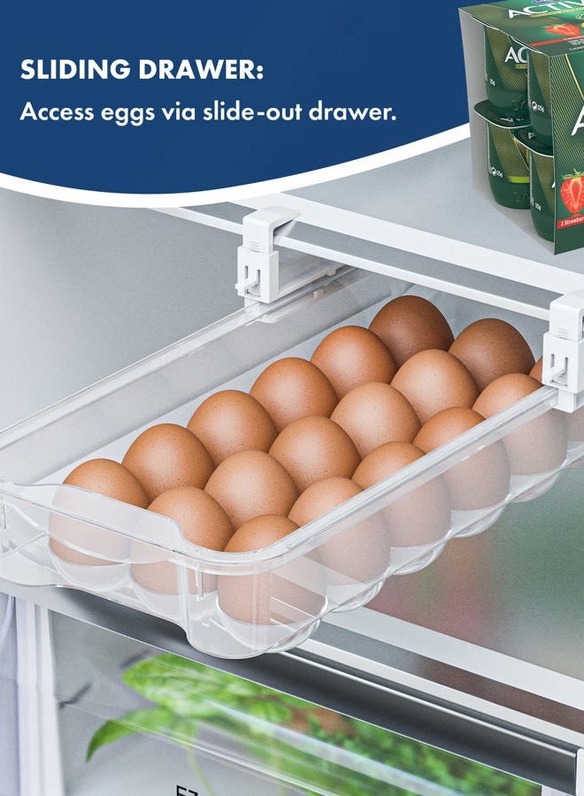 Skywin Tidyfriend Refrigerator Egg Drawer 14"X7.5"X3.95" – Snap-On Holder With Pull-Out Drawer, Holds 18 Eggs, Fits Flat Fridge Shelves 14.1–16.3 In Long And 0.93–1.32 Thick - Image 5
