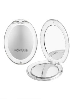 SNOWFLAKES SNOWFLAKES Magnifying Compact Mirror - Snowflakes Pocket Small Travel Hand Mirror, Double Sided 1x/10x Magnification Handheld Portable Mirror for Purses (Silver)  - Image 5