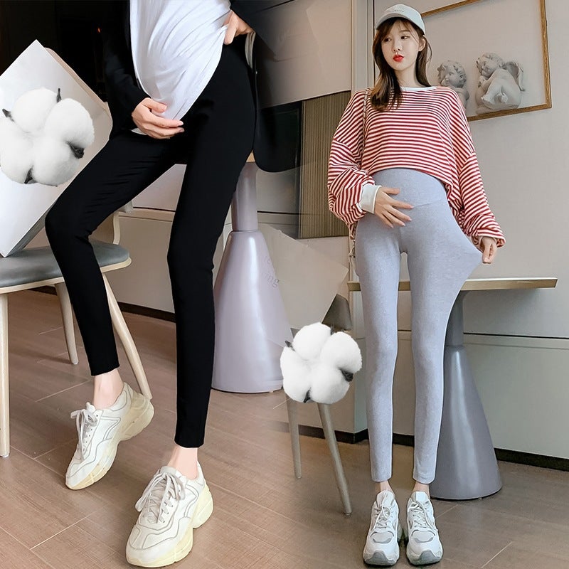 Maternity Pants Spring Autumn Adjustable Solid Korean Capris Light gray  - Image 2