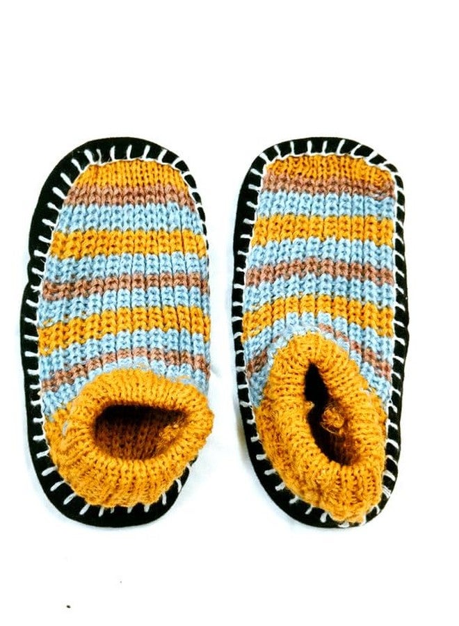 YANWENX Warm Winter Slipper Socks for Girls Boys Warm Knitted Booties Slipper Socks Warm Socks - Soft Rubber Sole - Pack of 1 (Fits Size 7 to 15 Year) Yellow - Image 1