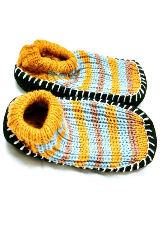 YANWENX Warm Winter Slipper Socks for Girls Boys Warm Knitted Booties Slipper Socks Warm Socks - Soft Rubber Sole - Pack of 1 (Fits Size 7 to 15 Year) Yellow - Image 3