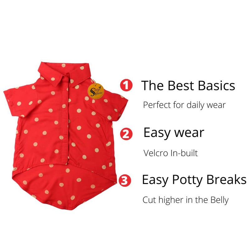 Sage Square Crazy Printed Dog Shirt, Trending Dog Shirt Ultra Soft & Light Weight, Comfortable & Breathable Dog Apparel, Trendy Outfit (Polka Red) (Small - 14inch) - Image 5
