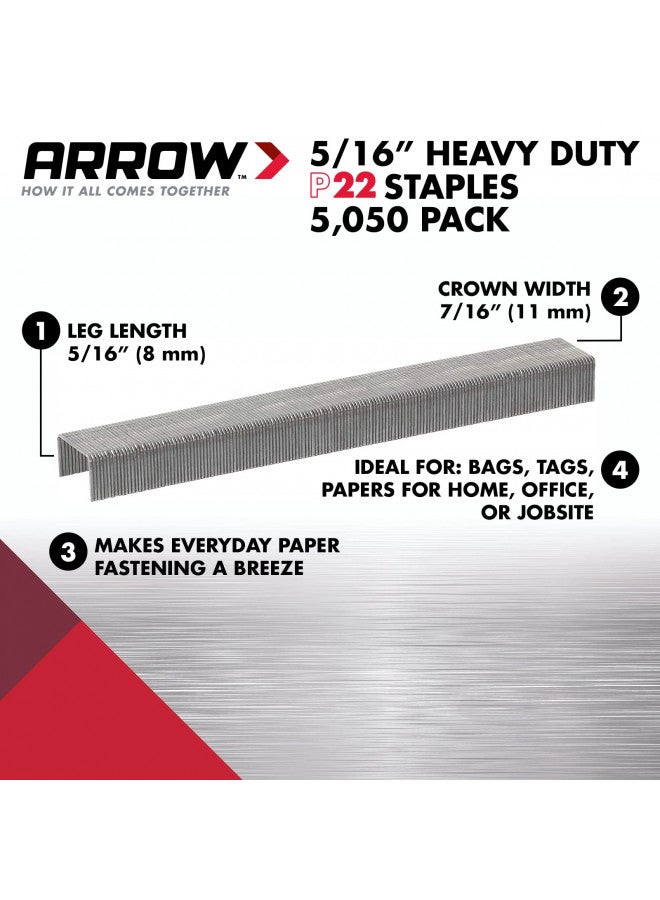 Arrow Fastener دبابيس أرو 225 الثقيلة P22 للاستخدام مع دبابيس الورق وأكياس الدبابيس من نوع الزر في المطاعم والمكاتب والفصول الدراسية، عبوة 5050، طول الساق 5/16 بوصة، عرض التاج 7/16 بوصة - Image 2