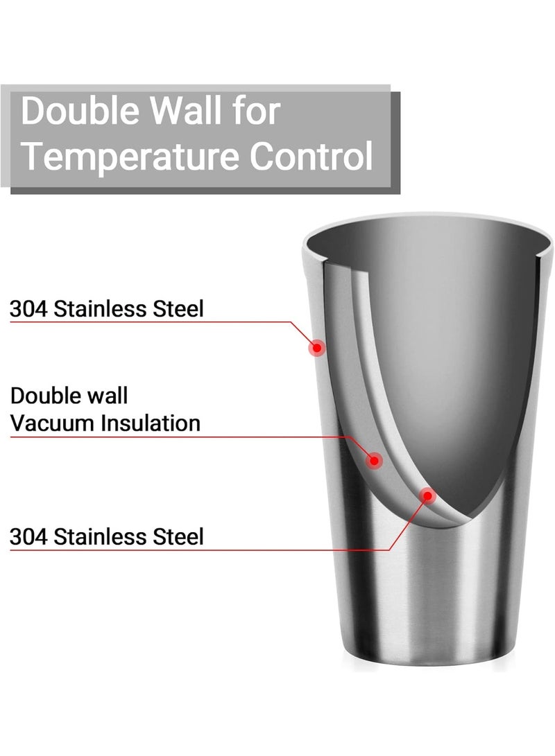 Beasea Stainless Steel Cups 16 oz, 4 Pack Stainless Steel Tumbler Stackable Double Wall Vacuum Insulated Metal Drinking Glasses for Home Restaurant Ofiice Party Camping - Image 3