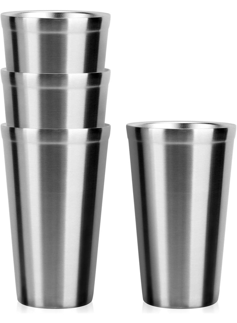 Beasea Stainless Steel Cups 16 oz, 4 Pack Stainless Steel Tumbler Stackable Double Wall Vacuum Insulated Metal Drinking Glasses for Home Restaurant Ofiice Party Camping - Image 2