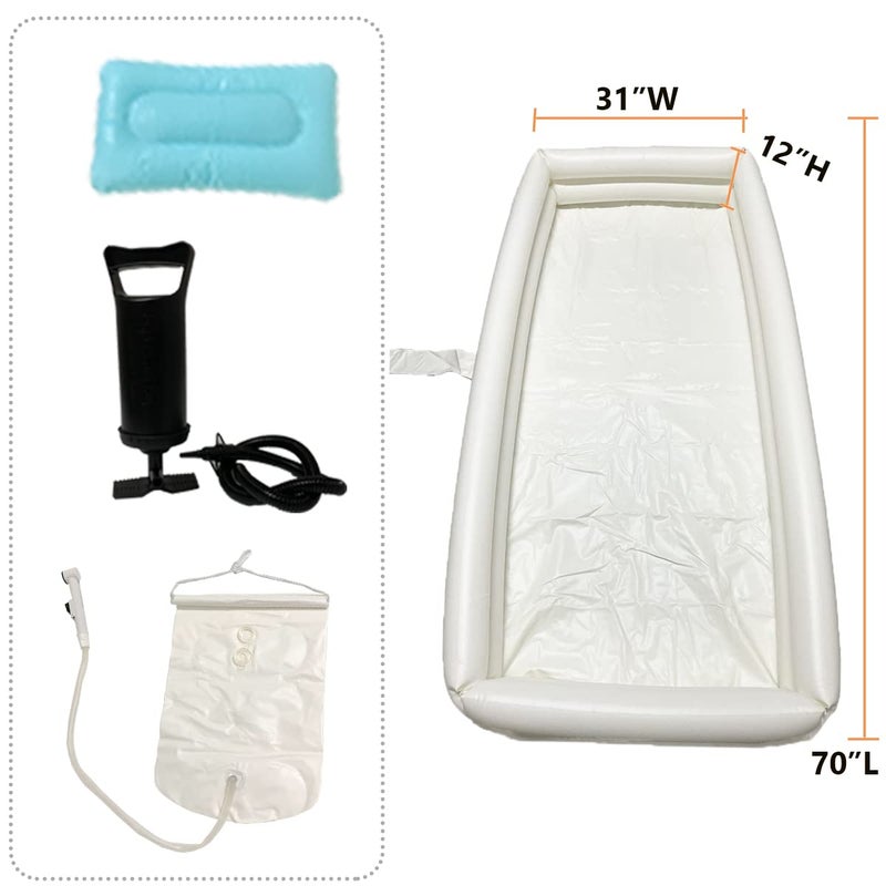 MUROCEA Inflatable Shower Bathtub System - Bath Basin Kit for Bedridden Disabled Elderly Pregnancy, Adult in Bed Assistive Aid with 2.1 Gal Water Bag - Image 3