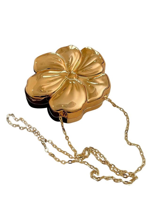 MakeMeChic Women's Floral Shape Crossbody Handbag Metallic Evening Bag Party Clutch Purses Gold One Size - Image 1