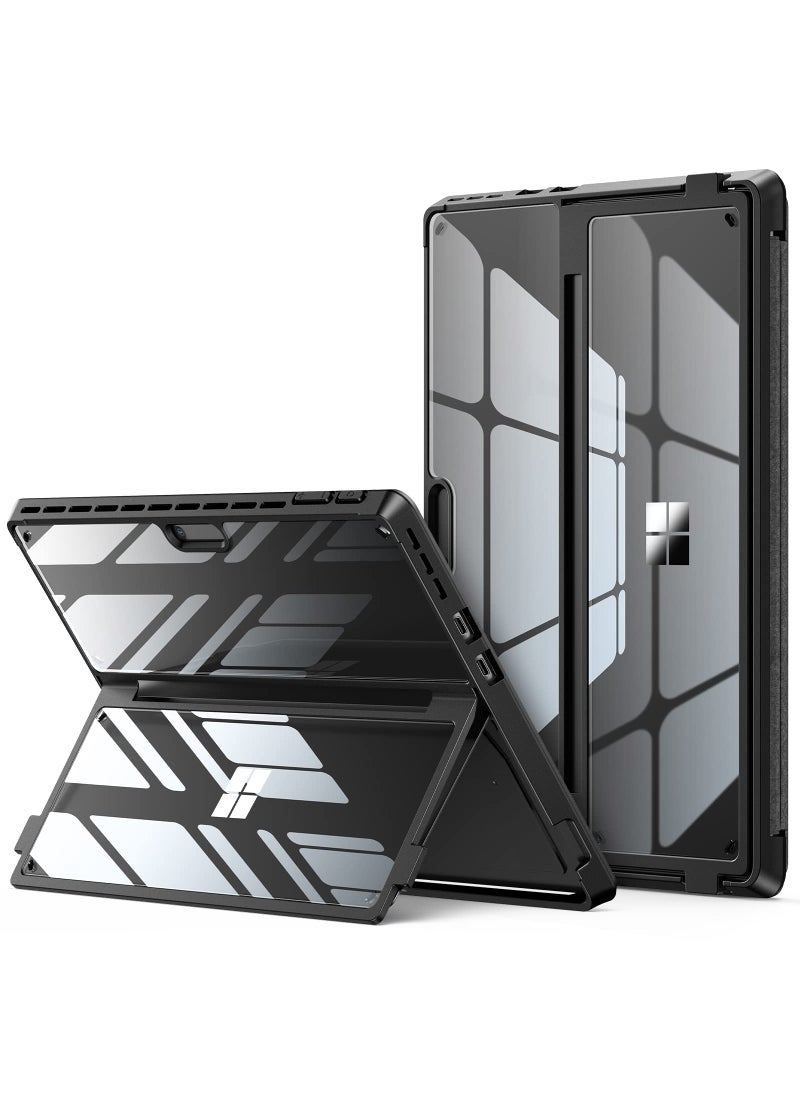 Infiland INFILAND Surface Pro 11/10/9 Case, Crystal Clear Multi-Angle Shockproof for Microsoft Surface Pro 11th Edition AI 2024, Work with Surface Pro Signature Keyboard & Slim Pen 2, Mysterious Black  - Image 1