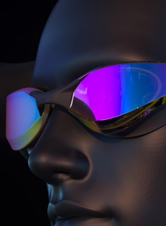 نظارات سباحة شفافة عالية الدقة مطلية بالذهب الأسود مكونة من قطعتين للبالغين، نظارات فعالة مضادة للضباب ومقاومة للتآكل وقابلة للتعديل، نظارات عالية الجودة محكمة الغلق ومقاومة للماء، جسر أنف من السيليكون (نظارات سباحة + قبعة سباحة) - Image 2