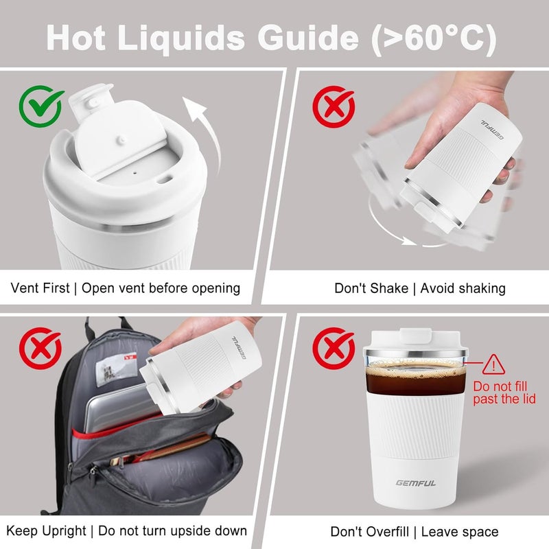 GEMFUL Travel Mug - 12oz Vacuum Thermal Cup - Insulated Stainless Steel Tumbler - Temperature Retention for Extreme Hot & Cold Beverages - Image 3