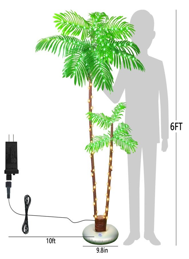 PINPON Lighted Artificial Palm Tree, 6 FT Light Up Christmas Palm Tree Decorations Decor, Fake Trees Lights for Patio Yard Pool Porch Deck Tropical Party Tiki Bar Indoor Outdoor Use - Image 2
