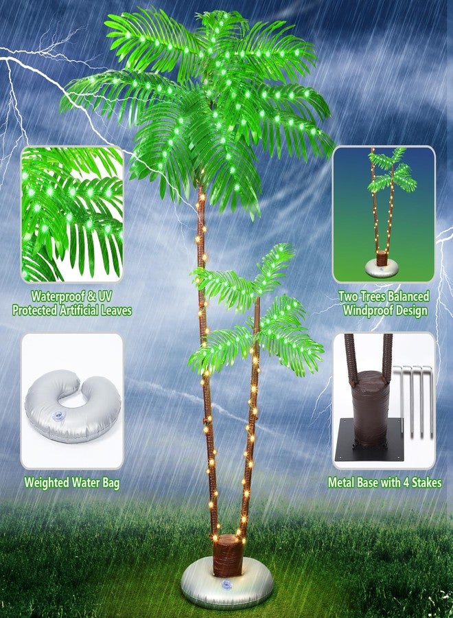 PINPON Lighted Artificial Palm Tree, 6 FT Light Up Christmas Palm Tree Decorations Decor, Fake Trees Lights for Patio Yard Pool Porch Deck Tropical Party Tiki Bar Indoor Outdoor Use - Image 4