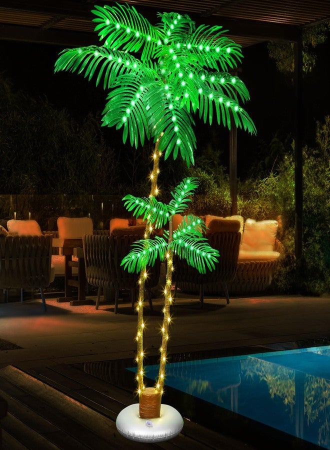 PINPON Lighted Artificial Palm Tree, 6 FT Light Up Christmas Palm Tree Decorations Decor, Fake Trees Lights for Patio Yard Pool Porch Deck Tropical Party Tiki Bar Indoor Outdoor Use - Image 1
