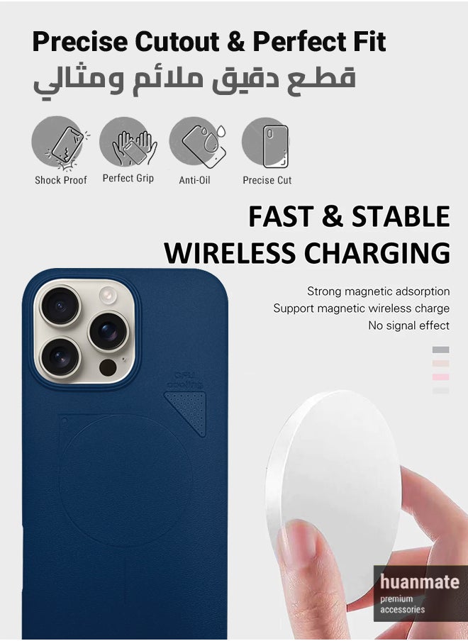 huanmate - Apple iPhone 16 Pro Max MagSafe Case Dark Blue- High Quality Strong Magnet, Wireless Charging Compatible, Shockproof Protection, Ultra Slim Anti-Scratch Magnetic Cover for Apple iPhone 16 Pro Max - Image 1