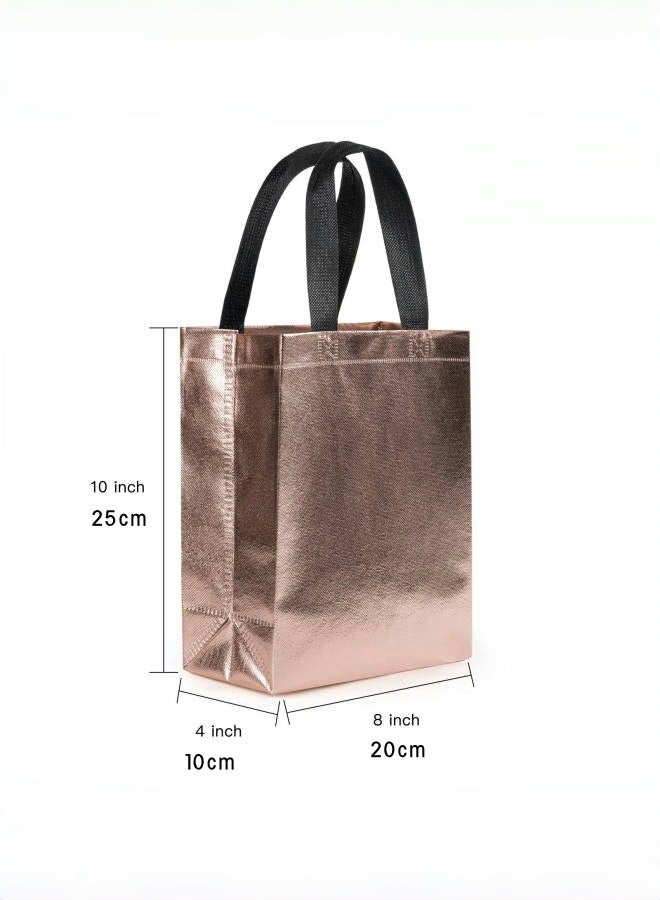 Generic 10 Pieces Non-woven Reusable Rose Gold Gift Bag with Handles Size 8 x 4 x 10 inch Perfect for Birthday Gift Bags, Shopping Bag, Goodie Bags, Party Favor Bags  - Image 2