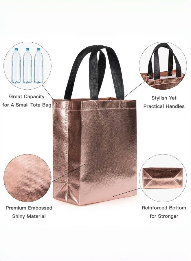 Generic 10 Pieces Non-woven Reusable Rose Gold Gift Bag with Handles Size 8 x 4 x 10 inch Perfect for Birthday Gift Bags, Shopping Bag, Goodie Bags, Party Favor Bags  - Image 3