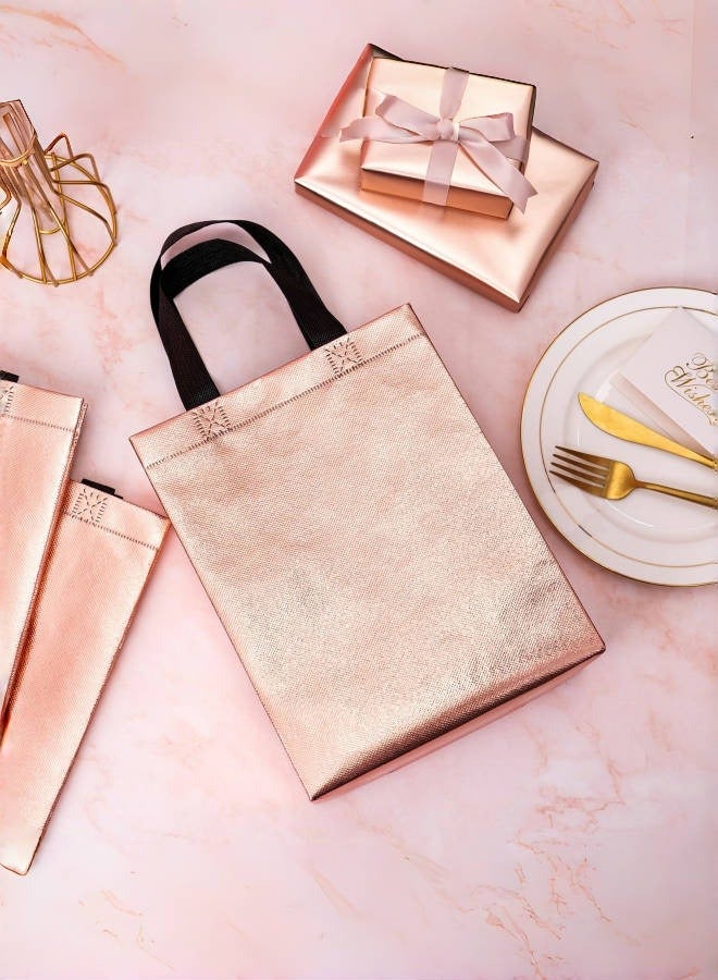 Generic 10 Pieces Non-woven Reusable Rose Gold Gift Bag with Handles Size 8 x 4 x 10 inch Perfect for Birthday Gift Bags, Shopping Bag, Goodie Bags, Party Favor Bags  - Image 5