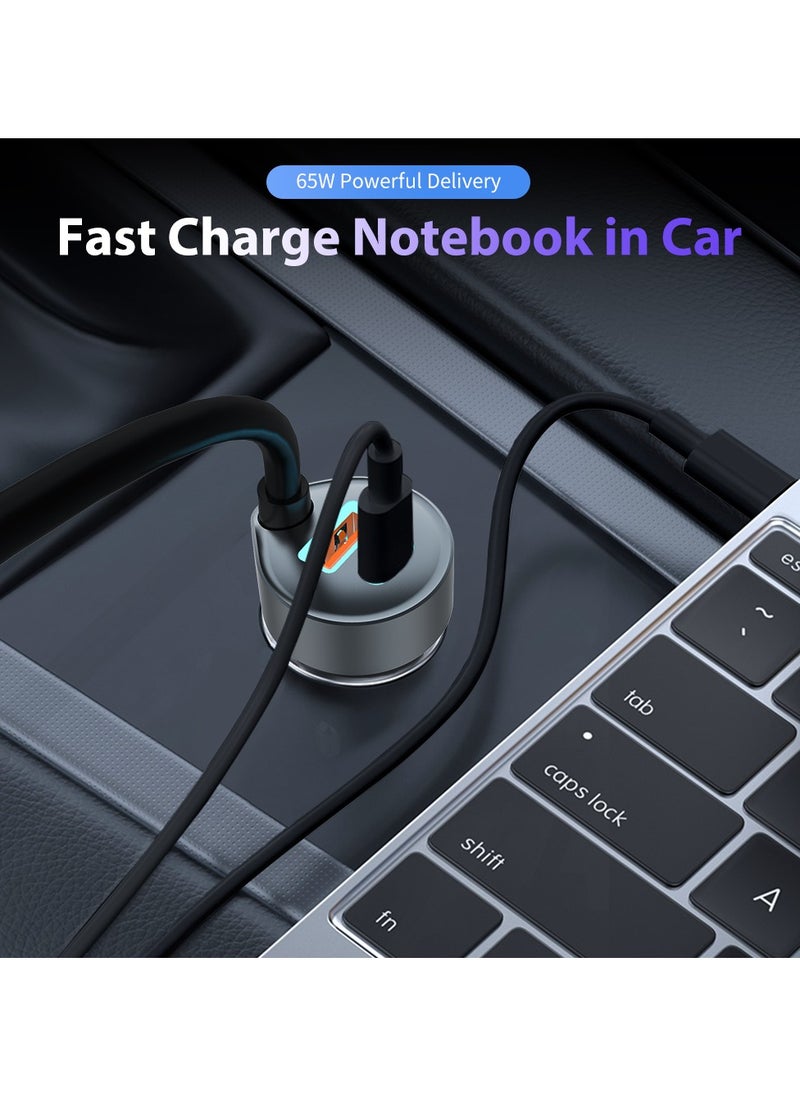برو واحد ProOne 65W شاحن سيارة سريع شحن سريع 3 منافذ USB محول طاقة السيارة مع 30+35W كابل USB C سيارة شاحن سريع التوصيل لسلسلة Samsung S24، Macbook، أجهزة الكمبيوتر المحمولة، الأجهزة اللوحية، iP، Huawei  - Image 3
