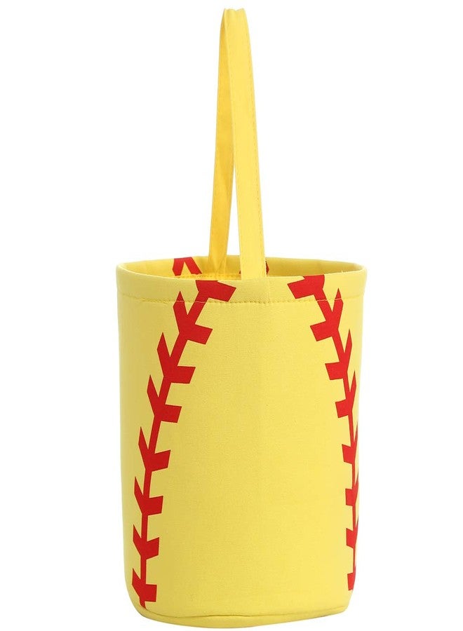 E-FirstFeeling Softball Basket for Halloween and Easter - Canvas Eggs Hunt Basket,Candy Bucket Tote (Softball) - Image 3