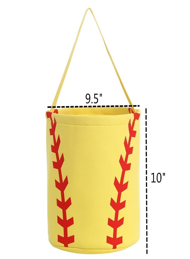 E-FirstFeeling Softball Basket for Halloween and Easter - Canvas Eggs Hunt Basket,Candy Bucket Tote (Softball) - Image 5