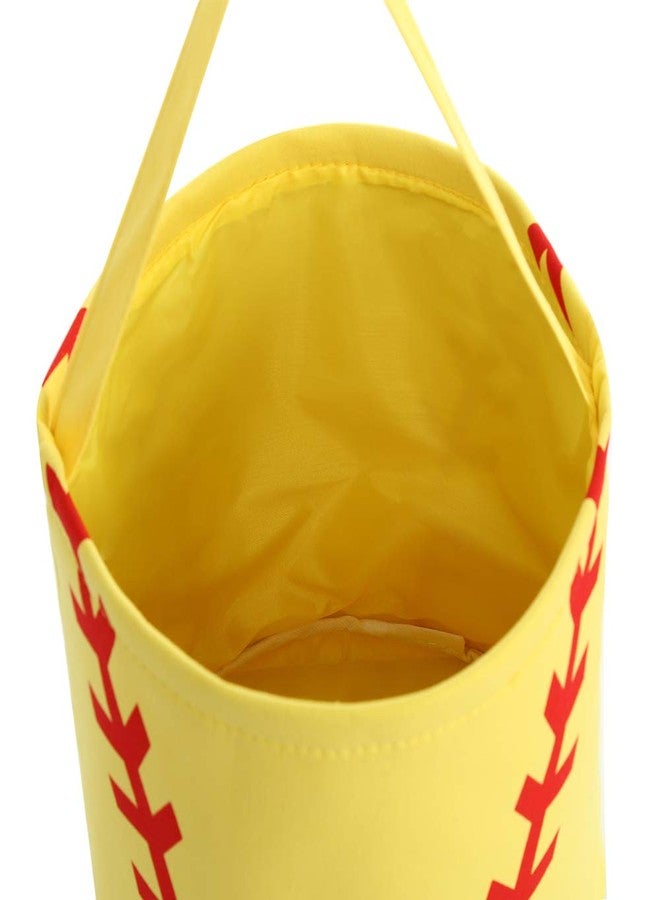 E-FirstFeeling Softball Basket for Halloween and Easter - Canvas Eggs Hunt Basket,Candy Bucket Tote (Softball) - Image 2