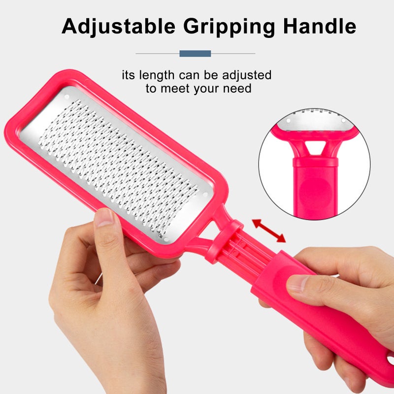 Foot File for Callus Trimming & Dead Skin Removal Stainless Steel Surface Pedicure Feet Rasp with Adjustable Length Cracked Skin Corns Callus Remover - Image 2
