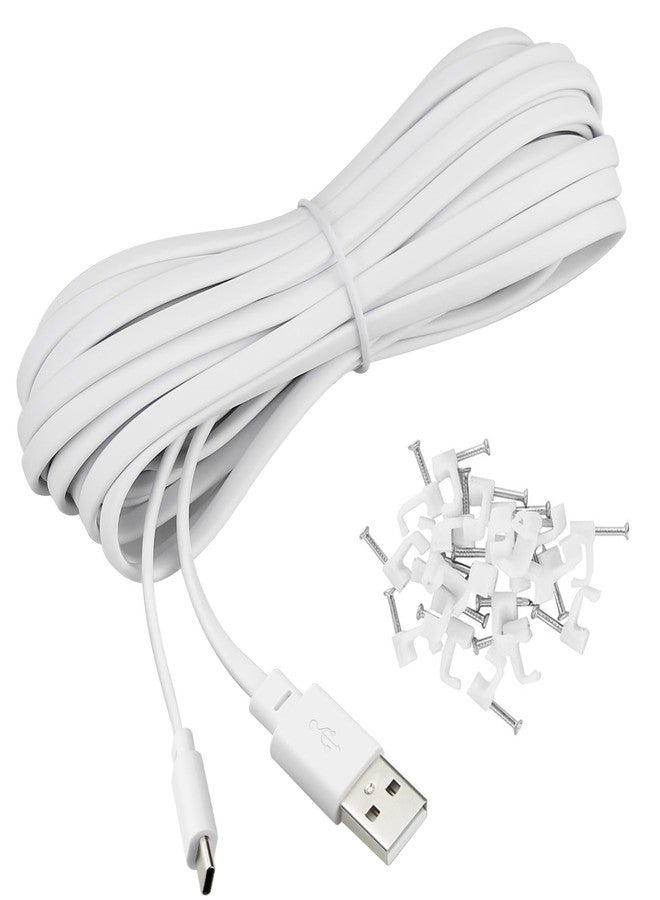 سمايز كابل تمديد Smays بطول 30 قدمًا لكاميرا Ring Pan-Tilt الداخلية (إصدار 2024)، سلك طاقة USB-C مسطح طويل أبيض - Image 5