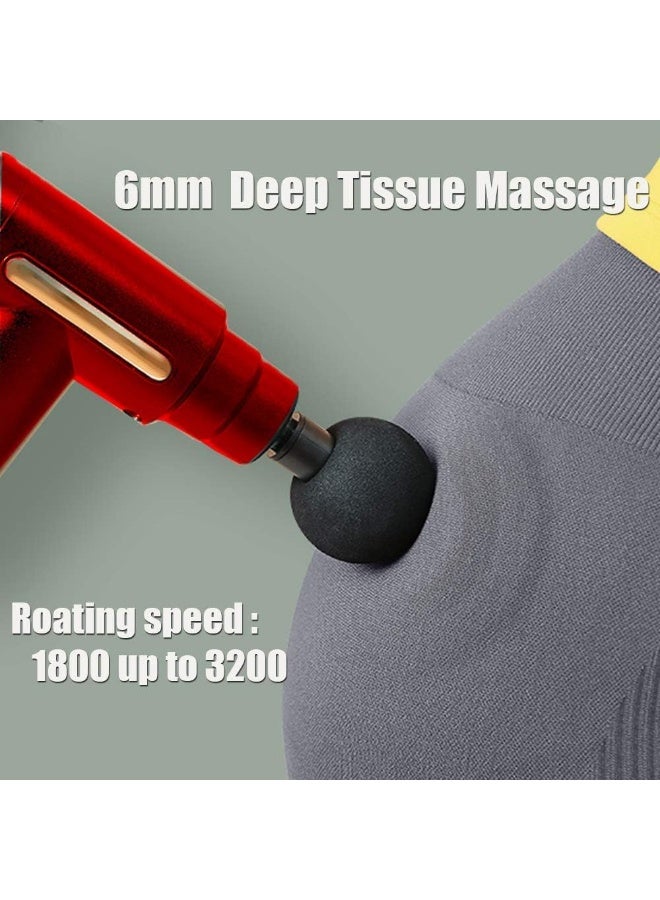 جهاز تدليك عضلات صغير مسدس محمول هادئ  يحتوي على 6 سرعات و4 رؤوس تدليك، مزود بمنفذ شحن USB-C، لتدليك اليد، الساق، الرقبة والكتف ( احمر) - Image 2