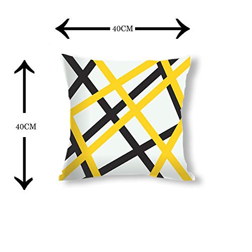 IM FAB Digital Printed Decorative Canvas Cotton Cushion Covers, Yellow and Black, Set of 5 pcs (16X16 inches or 40X40 cms) - Image 4
