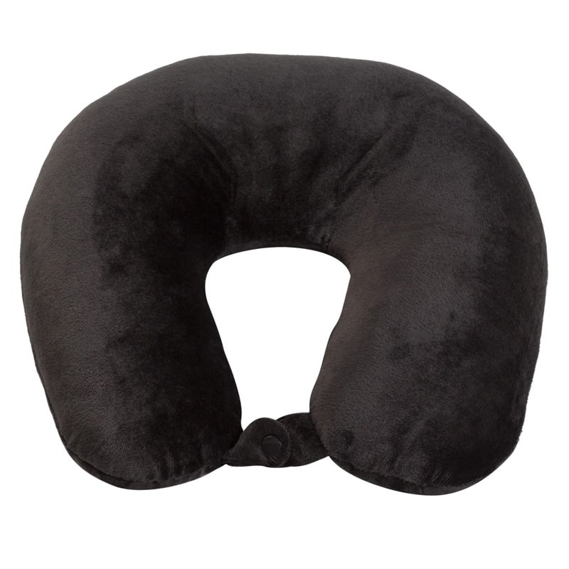 Wolf Essentials Adult Cozy Soft Microfiber Neck Pillow for Travel  Compact Machine Washable  Perfect for Airplane Car or Home Use  Filled and Finished in The USA  Black
