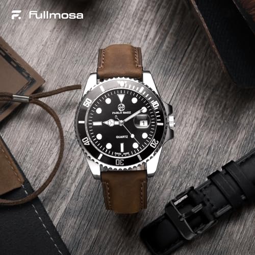 Fullmosa 18mm 20mm 22mm 24mm Leather Watch Bands 2 Pack Soft Quick Release Watch Strap Compatible with Garmin Vivoactive 5643 Venu 43S2S Samsung Galaxy Fossil Amazfit for Men Women22mm Saddle BrownBlackBlackBlack - Image 3