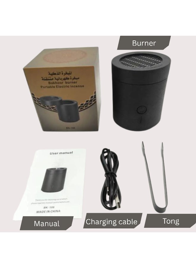مدخن إلكتروني BK-108، مبخرة كهربائية قابلة لإعادة الشحن مع USB، تصميم أنيق مع عنصر تسخين سريع، عمر بطارية طويل، موزع بخور إسلامي للمنزل والسيارة والمكتب، حامل أنيق للرائحة العربية