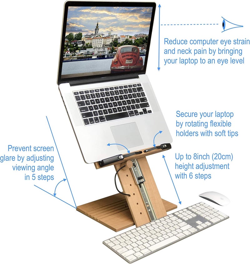 A+ BOOK STAND BS1500PRO Large Portable Height Adjustable Foldable Eye-Level Ergonomic Bookstand Holder for Reading Hands Free Large Thick Heavy College Textbooks Tablets Neck Pain Free - Image 3