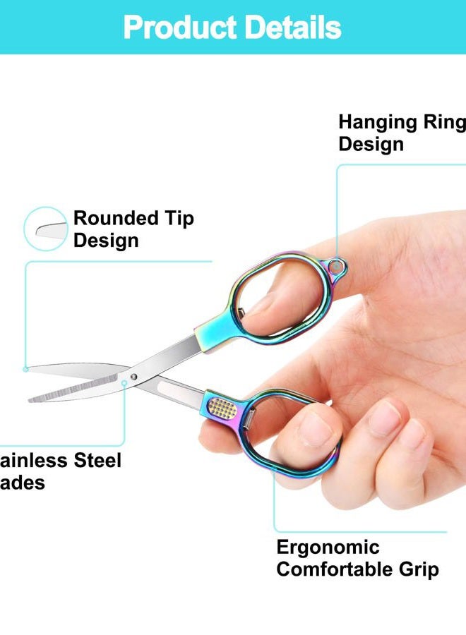 Zicolu Folding Travel Scissors, Safety Small Scissors TSA-Compliant and Portable with Case, Pocket Foldable Stainless Steel Retractable Cutters, Mini Craft Scissors for Home, Outdoor and Office Use - Image 3