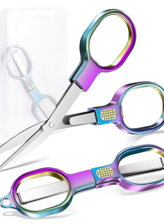 Zicolu Folding Travel Scissors, Safety Small Scissors TSA-Compliant and Portable with Case, Pocket Foldable Stainless Steel Retractable Cutters, Mini Craft Scissors for Home, Outdoor and Office Use - Image 1