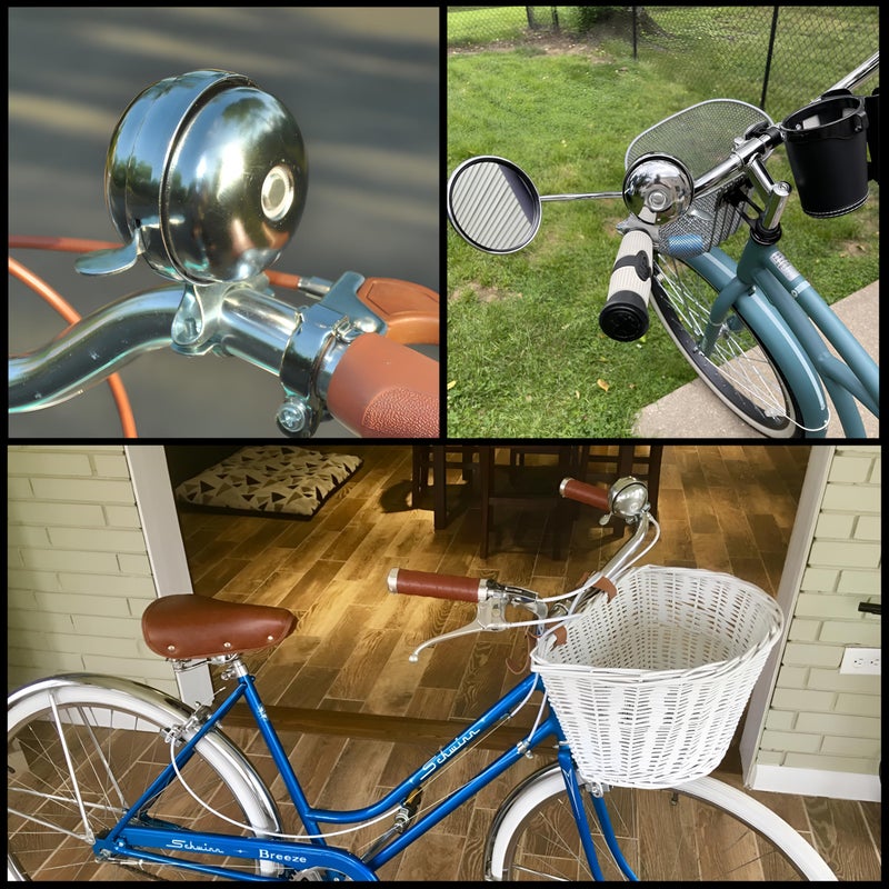 SABLUE SABLUE Classic Vintage Bike Bell Cool Chrome Rotary Double-Sided Metal Handlebar Safety Cycling Retro Bicycle Tricycle Road Mountain Loud Ring Horn Crisp Clear Sound Alarm Tricycles Trike Ebike S0036  - Image 4