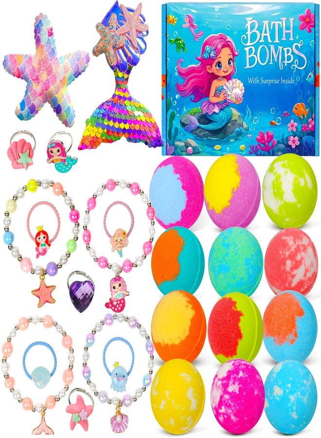 Lisotera Girls Bath Bombs with Toys Inside for Kids, 12 Pcs Natural Mermaid Princess Bubble Bath Bomb with Jewelry Surprise Inside, Christmas Easter Basket Stuffer Valentines Day Birthday Gift Set - Image 2