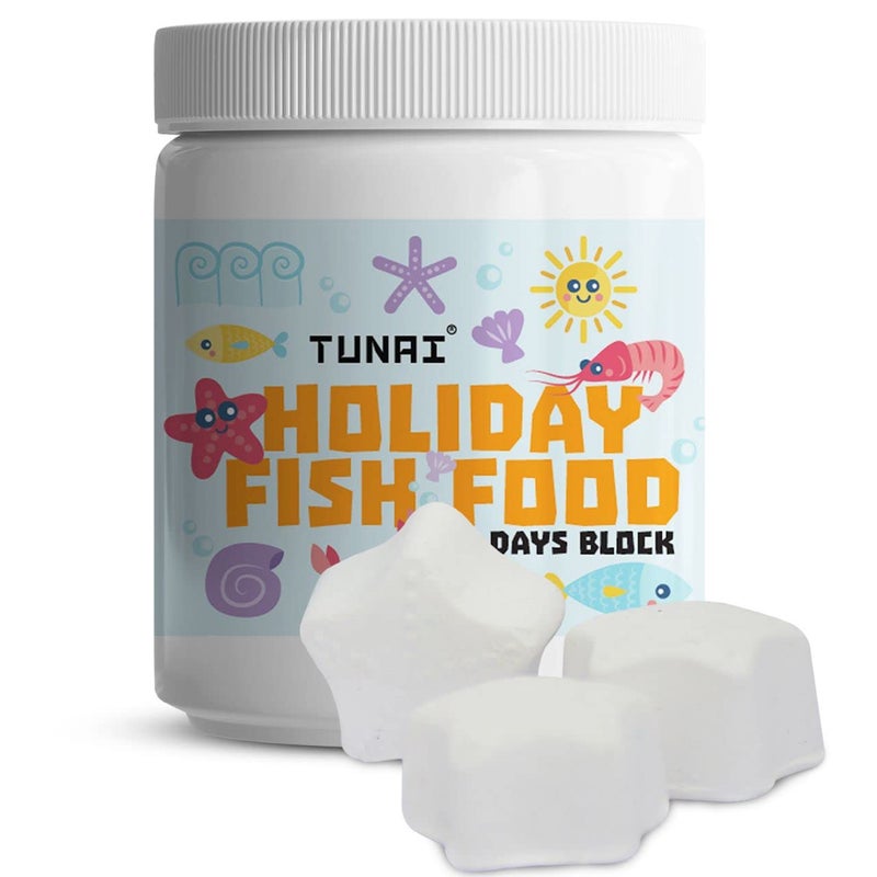 TUNAI طعام السمك TUNAI للعطلات لجميع مراحل الحياة | أربع كتل | مدعم بالعناصر الغذائية كل كتلة تدوم 4 أيام طعام مثالي للعطلات لجميع أسماك المياه الاستوائية - 1 عدد - Image 1