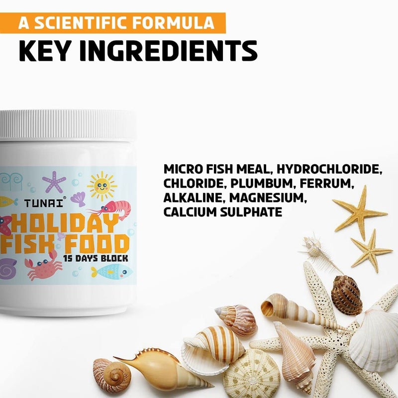 TUNAI طعام السمك TUNAI للعطلات لجميع مراحل الحياة | أربع كتل | مدعم بالعناصر الغذائية كل كتلة تدوم 4 أيام طعام مثالي للعطلات لجميع أسماك المياه الاستوائية - 1 عدد - Image 3