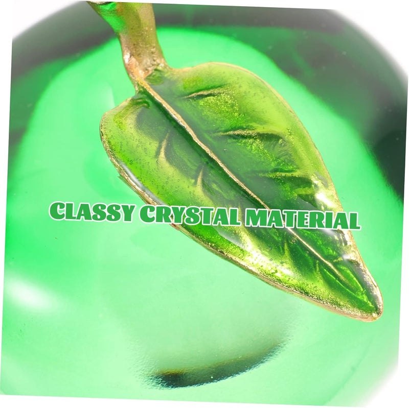 klarako 4pcs Decorative Figurine Realistic Collection Fruit Shape Desktop Apple Room Glass Imitation Home Simulation Prop Gifts Adornment Decor Ornament for Simple Photography Style Green - Image 5