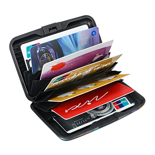 ELFISH Mini RFID Aluminum Wallet Credit Cards Holder Business Card Case Metal ID Case for Men Women（Colorful Leaves - Image 5