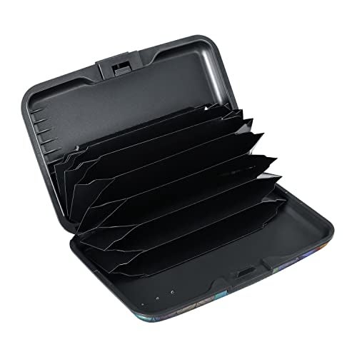 ELFISH Mini RFID Aluminum Wallet Credit Cards Holder Business Card Case Metal ID Case for Men Women（Colorful Leaves - Image 2