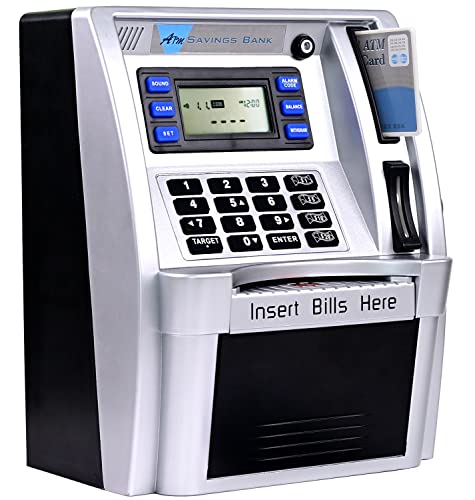 GoodsFederation 2026 Upgraded ATM Piggy Bank for Real Money for Kids Adults with Debit CardPassword LoginBill FeederCoin RecognitionSaving TargetBalance CalculatorElectronic Savings Safe Machine Box Black - Image 1