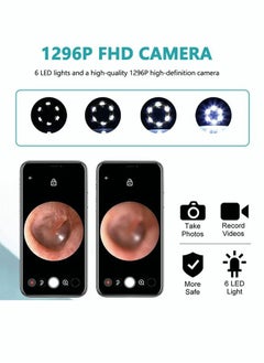 GKK Ear Wax Removal Kit - Ear Wax Removal with Camera Wi-Fi Visible Descaling Spoon with 4 Soft Silicone Ear Spoons Wireless Ear Endoscope 1296P HD with LED Light for iPhone/iPad/Android Phone (Black)  - Image 4