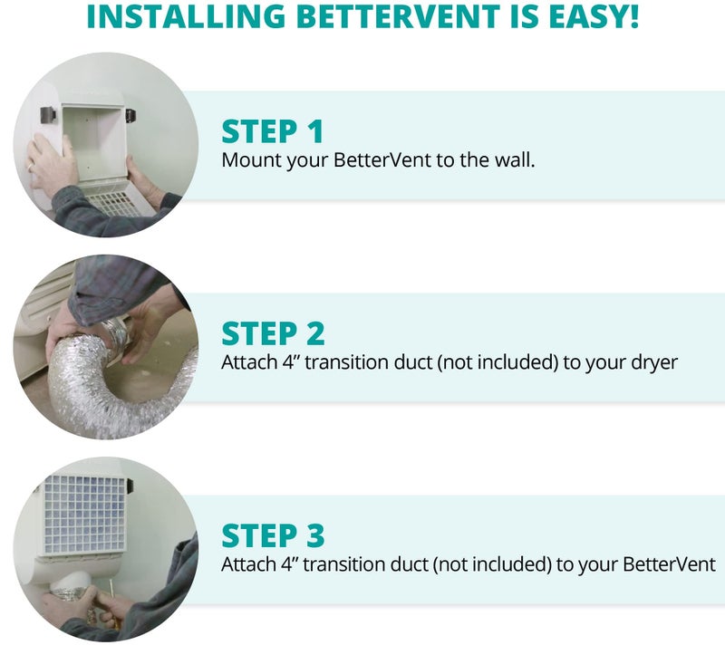 BetterVent BetterVent Indoor Dryer Vent by ADR Products | No Water - No Mess | Save Energy while Enhancing Indoor Air Quality | For Electric Dryers | Made in the USA  - Image 5
