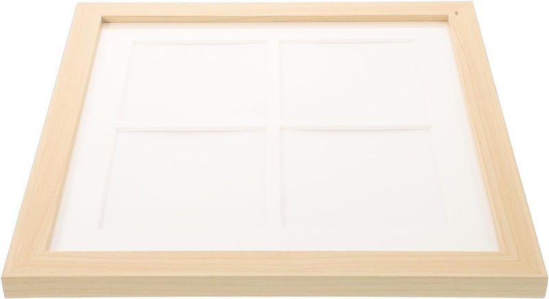 Ornate Vertical Display Frame 4-section Wooden Photo Frame for 10x10cm Canvas Paintings Wall and Desk Exhibition Decoration - Image 1