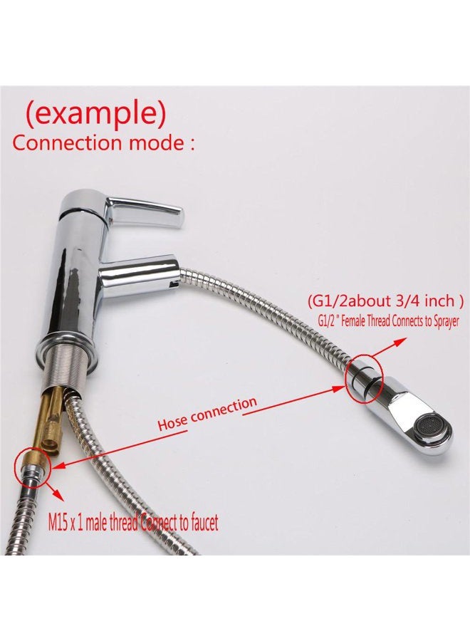 Weirun Kitchen Bathroom Sink Pull-down Faucet 1/2" IPS Black Braided Replacement Pull-Out Head Hose 59-inch or 150cm for Oil Rubbed Bronze Taps - Image 3