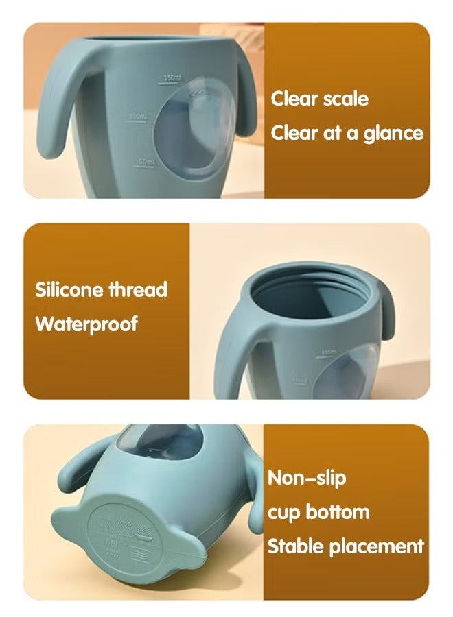 Baby Silicone Sippy Cup, Baby Training Cup with Handles, Lid and Straw, Baby Snacks Cups, Spill Proof and Non-Slip Sippy Cup for 6-12 Months Babies, 150ml  - Image 4