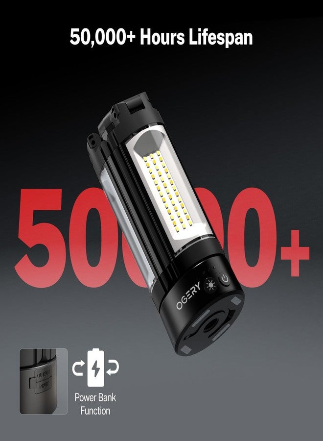 OGERY Rechargeable 10000mAh Camping Light with Stand 6.5 ft Max Height, Cordless Work Light with 3 LED Lamp Heads, 2200 Lumens Camping Essentials Gear Emergency Flashlight with Detachable Tripod - Image 2